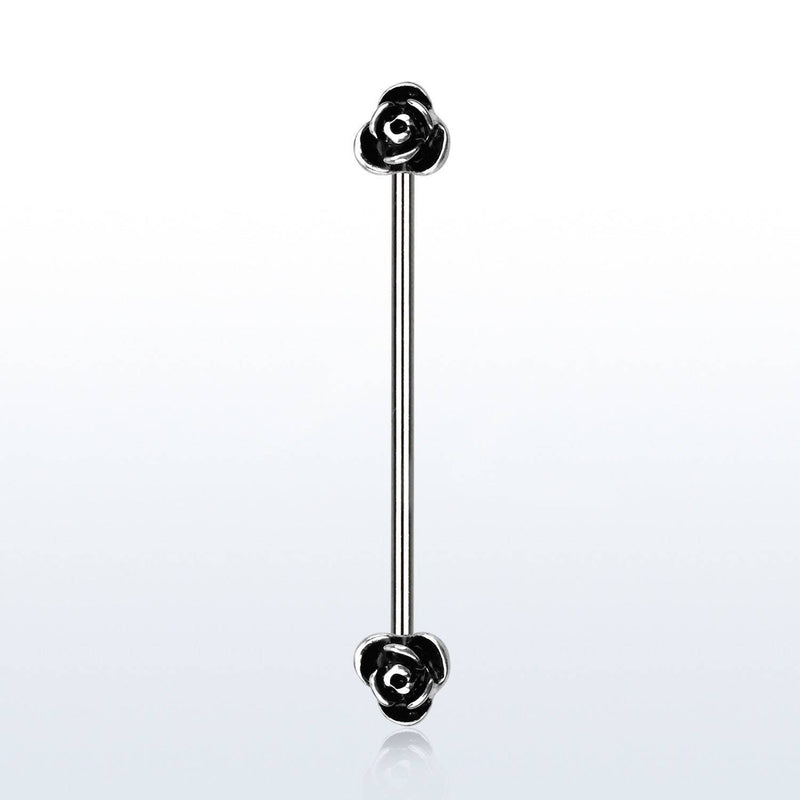 316L Surgical Steel Double Flower Industrial Barbell - Pierced Universe