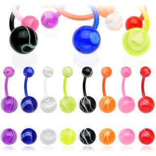 Acrylic Bio Flex Marble Swirl Flexible Belly Button Navel Ring Pierced Universe Acrylic Bio Flex Marble Swirl Flexible Belly Button Navel Ring Pierced Universe