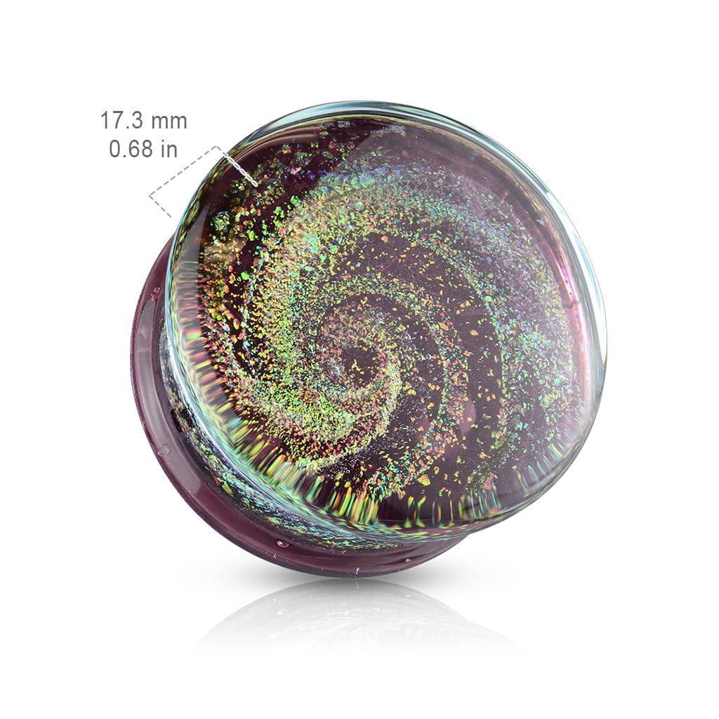 Pair Green Swirling Smoke Pyrex Glass Double Flare Plugs - Ear Gauges Body Jewelry