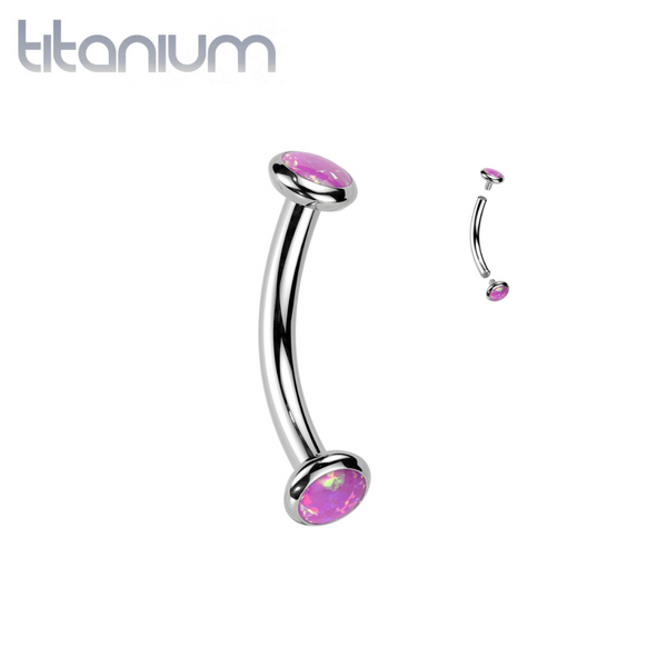 Implant Grade Titanium Pink Opal Bezel Internally Threaded Curved Barbell Implant Grade Titanium Pink Opal Bezel Internally Threaded Curved Barbell