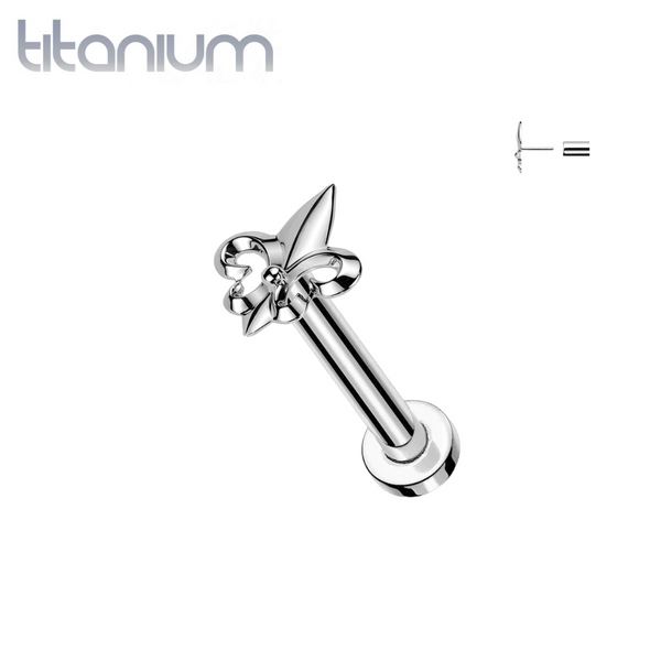 Implant Grade Titanium Large Fleur De Lis Threadless Labret With Flat Back - Pierced Universe