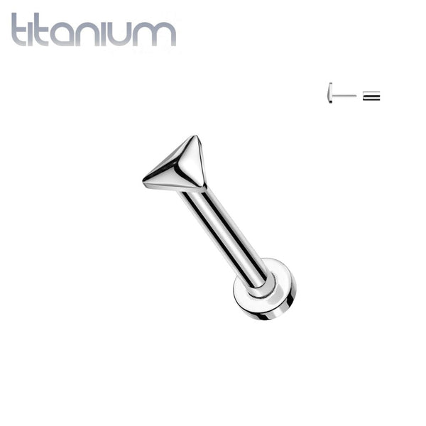 Implant Grade Titanium Minimal Triangle Push In Threadless Labret With Flat Back