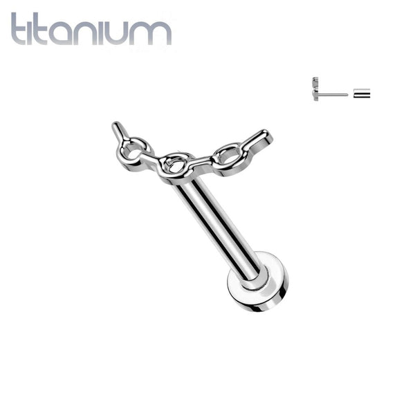 Implant Grade Titanium Curved Chain Link Push In Threadless Labret With Flat Back - Pierced Universe