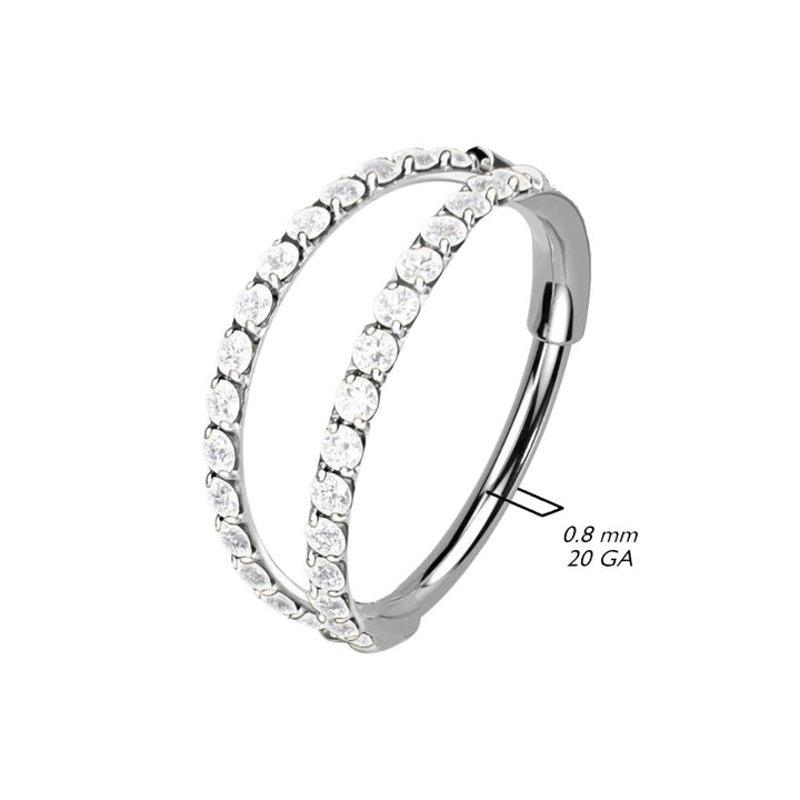 316L Surgical Steel White CZ Pave Double Hoop Nose Ring - Pierced Universe