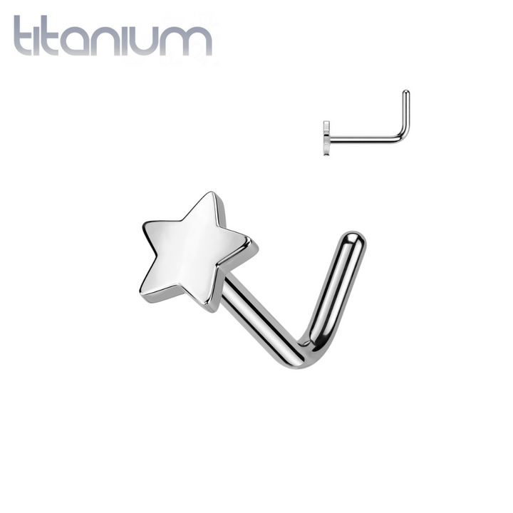 Implant Grade Titanium Star L-Shaped Nose Ring Stud - Pierced Universe
