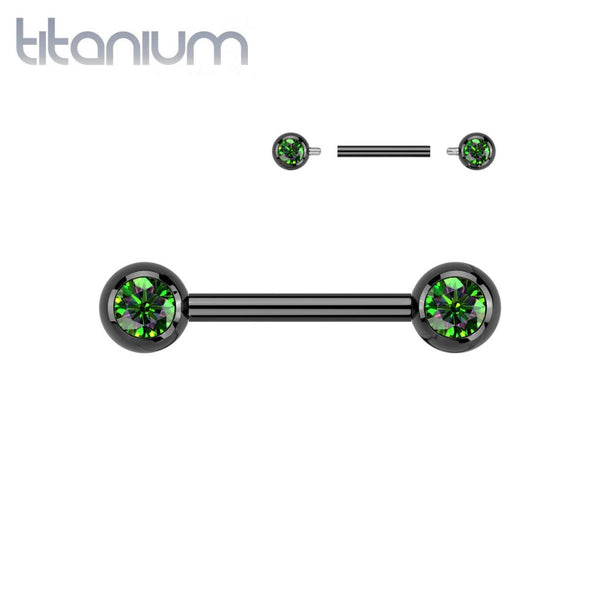 Titanium Internally Threaded Black PVD VM CZ Ball Gem Nipple Ring - Pierced Universe