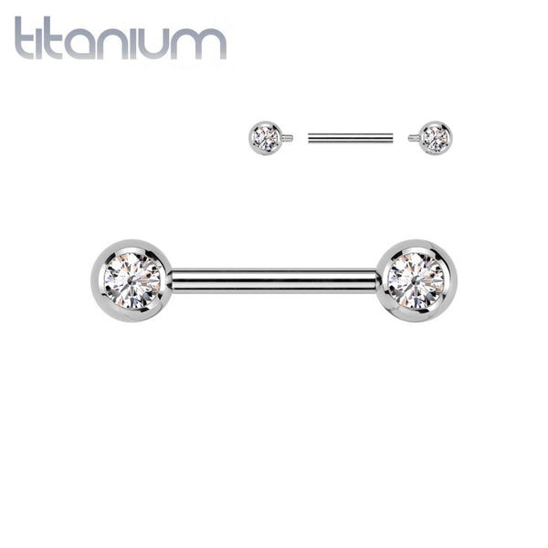 Titanium Internally Threaded Aqua CZ Ball Gem Nipple Ring Titanium Internally Threaded Aqua CZ Ball Gem Nipple Ring