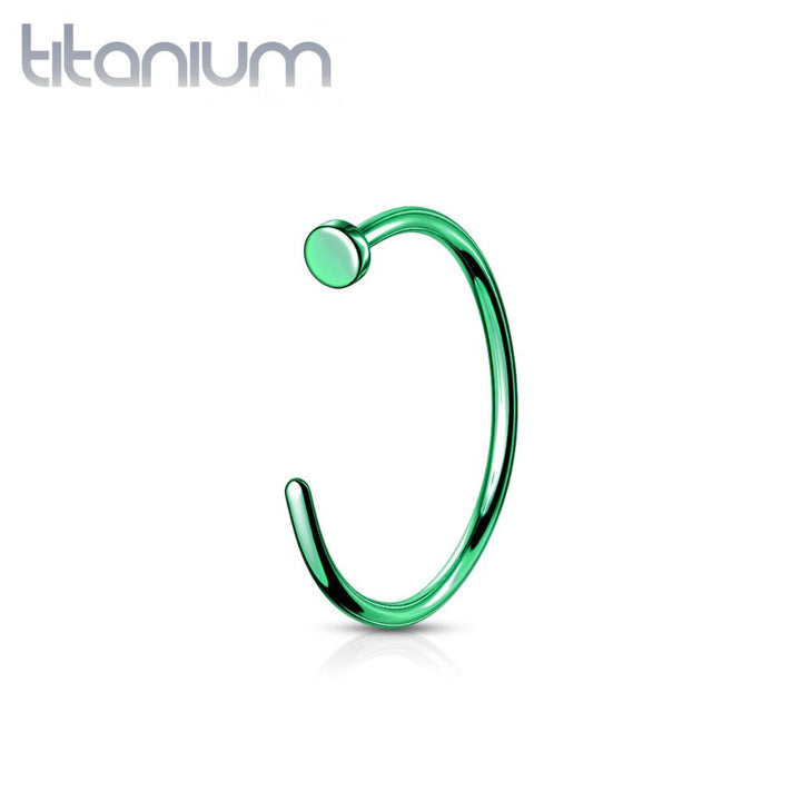 Implant Grade Titanium Green PVD Nose Hoop Ring with Stopper - Pierced Universe