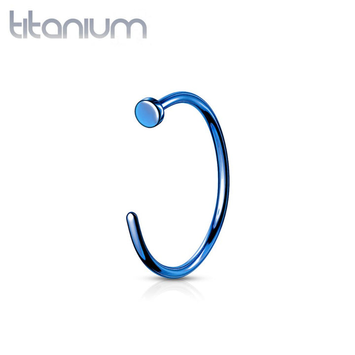 Implant Grade Titanium Blue PVD Nose Hoop Ring with Stopper - Pierced Universe