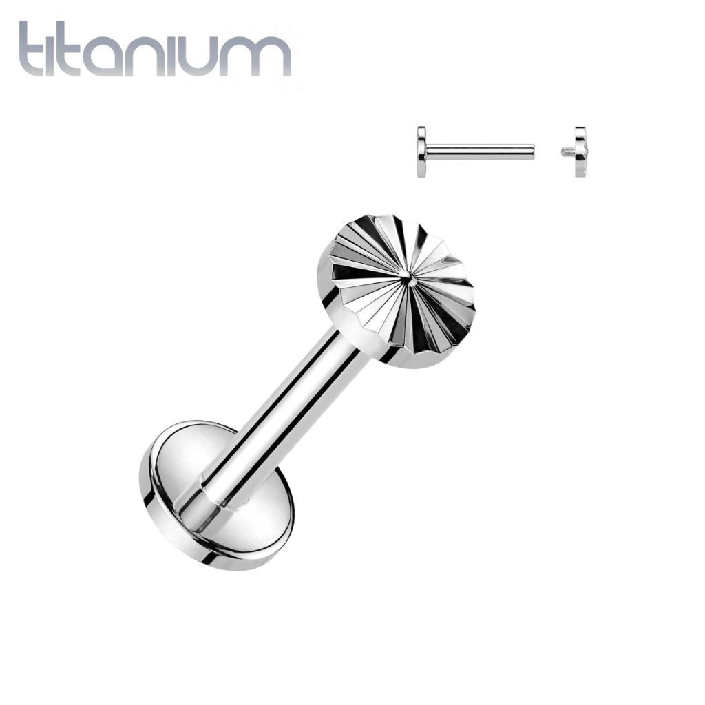 Titanium Internally Threaded Circle Disc Starburst Flat Back Labret ...
