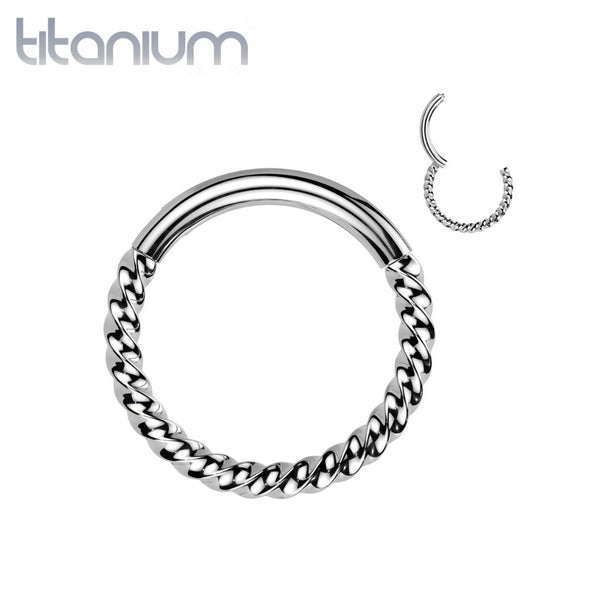 Implant Grade Titanium Braided Twisted Hinged Clicker Hoop - Pierced Universe