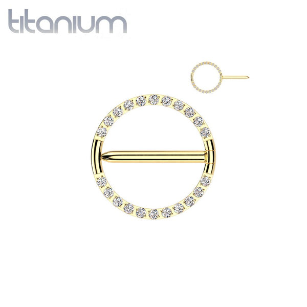 Implant Grade Titanium Gold PVD White CZ Hinged Clicker Nipple Shield