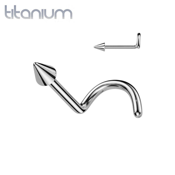 Implant Grade Titanium Small Spike Corkscrew Nose Stud