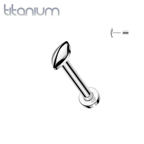 Implant Grade Titanium Minimal Marquise Push In Threadless Labret With Flat Back