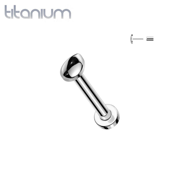 Implant Grade Titanium Minimal Teardrop Push In Threadless Labret With Flat Back