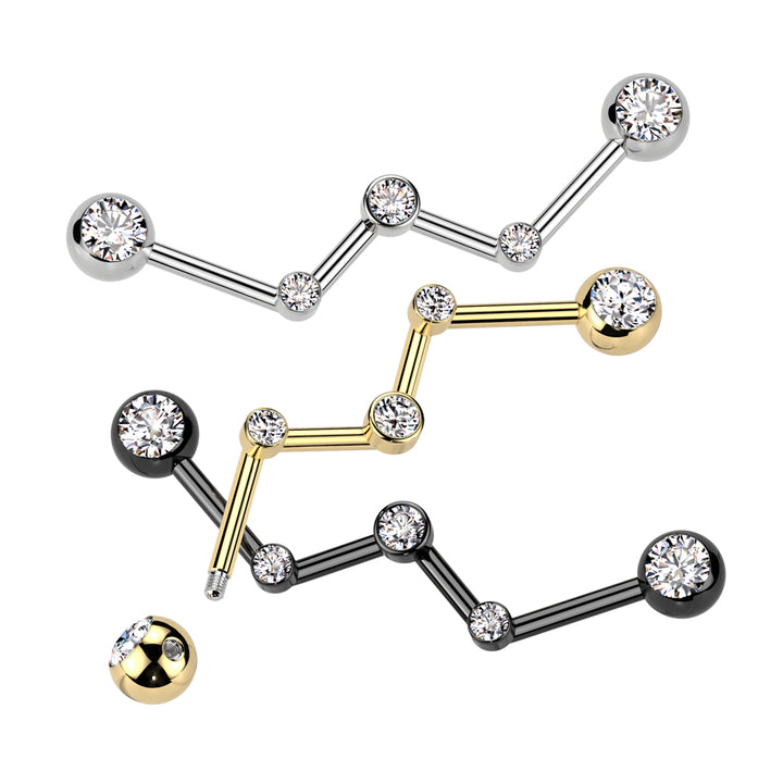 316L Surgical Steel White CZ Constellation Industrial Barbell - Pierced Universe