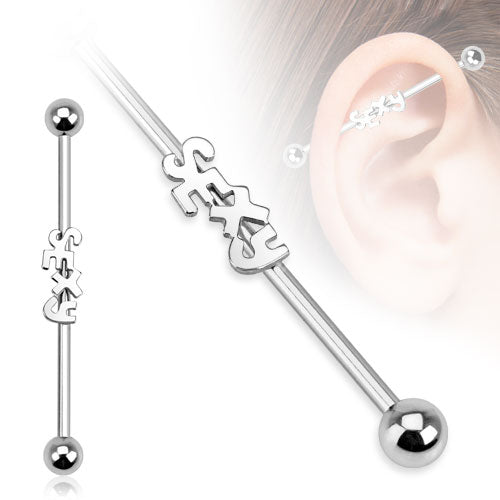 316L Surgical Steel "Sexy" Industrial Barbell - Pierced Universe