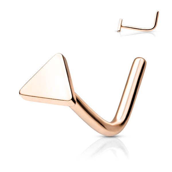 316L Surgical Steel Rose Gold PVD Triangle L-Shape Nose Stud