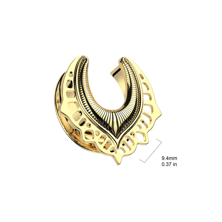316L Surgical Steel Half Saddle Hanger Tribal Double Flared Ear Tunnels - Pierced Universe