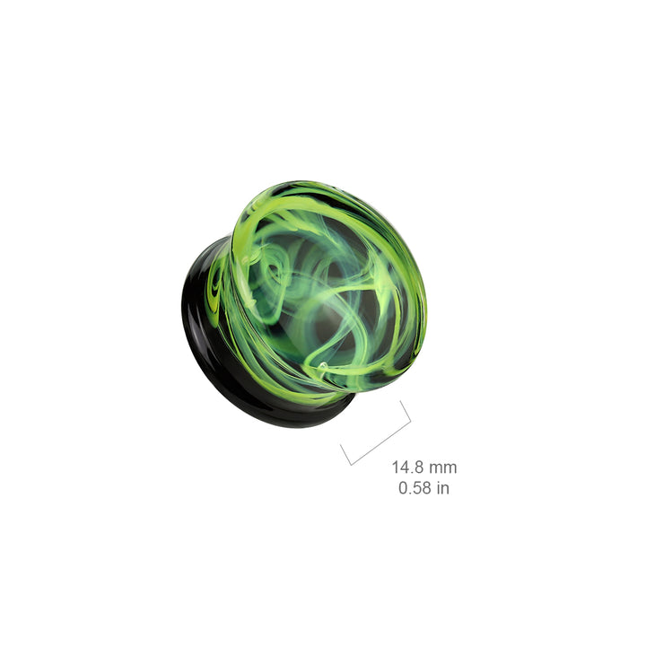 Green Smoke Swirl Pyrex Glass Double Flared Plug - Pierced Universe