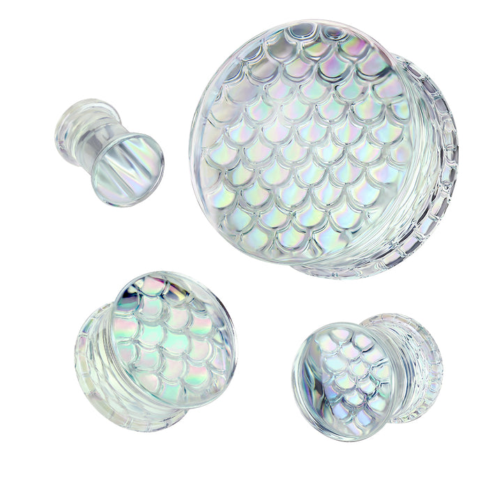 Mermaid AB Pyrex Glass Double Flared Plug - Pierced Universe