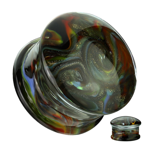 Rainbow Swirl Pyrex Glass Double Flared Plugs Rainbow Swirl Pyrex Glass Double Flared Plugs