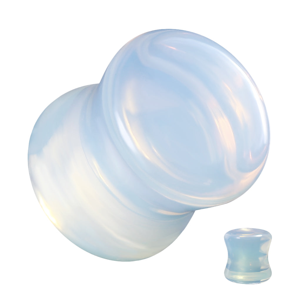 Flared Base Plug Organic Natural Opalite Double Flared Glass Double Flared Plugs ...