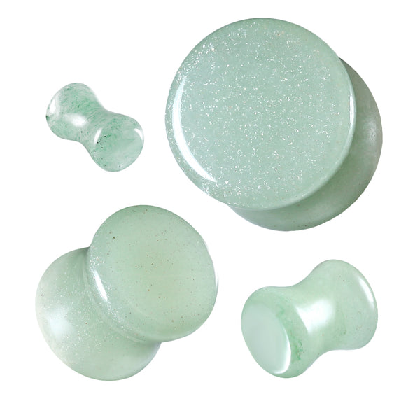 Organic Natural Green Aventurine Jade Double Flared Plugs