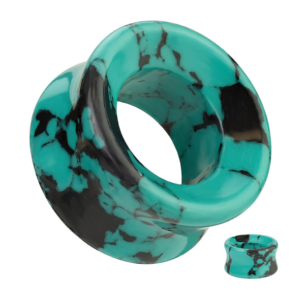 Organic Natural Black Teal Turquoise Double Flared Ear Tunnels - Pierced Universe