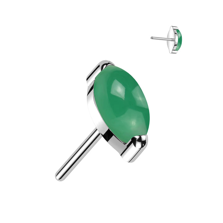 Implant Grade Titanium Marquise Green Onyx Threadless Push In Labret - Pierced Universe