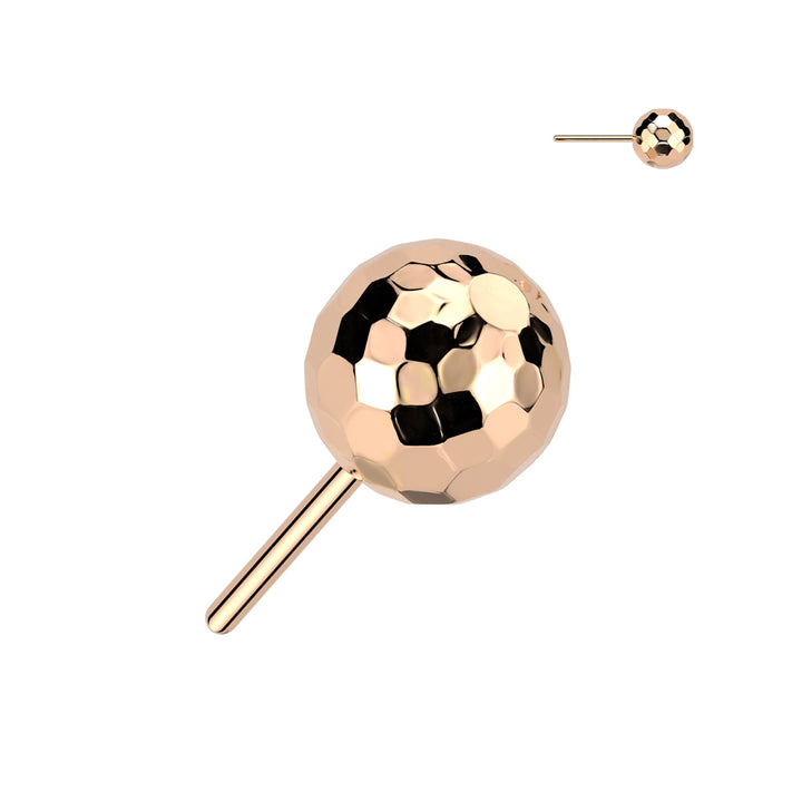 Implant Grade Titanium Rose Gold PVD Threadless Push In Glitter Ball Top Labret With Flat Back - Pierced Universe