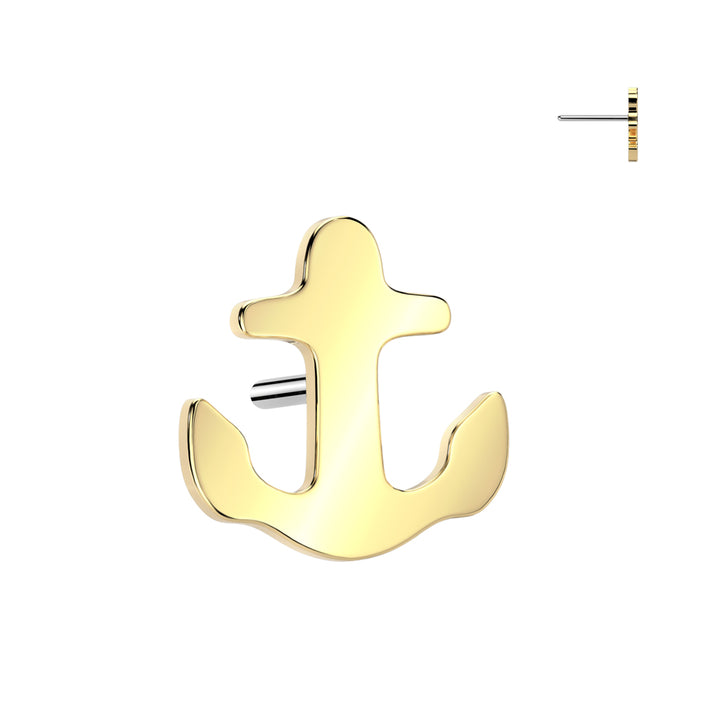 Implant Grade Titanium Gold PVD Anchor Threadless Push In Labret - Pierced Universe