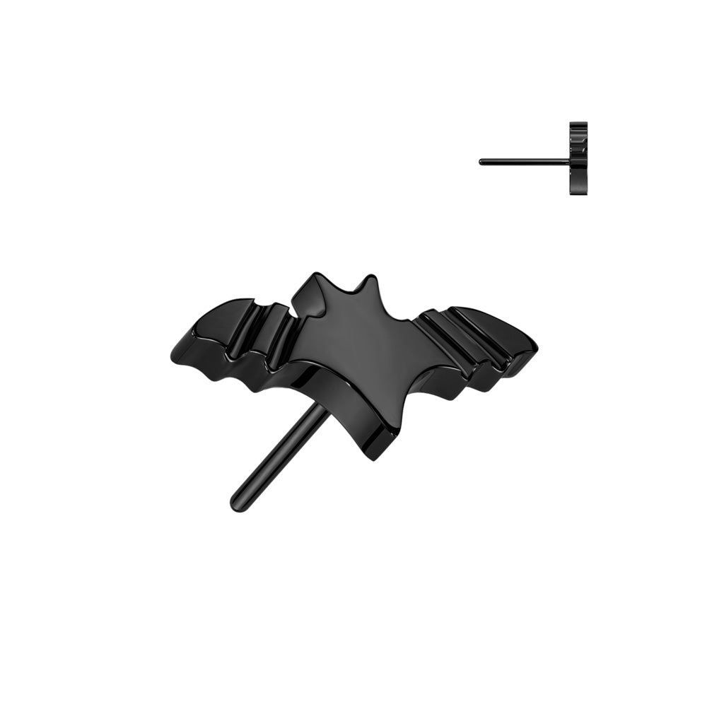 Implant Grade Titanium Black PVD Winged Flying Bat Push In Threadless ...