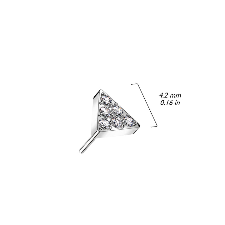 Triangular Pvd Implant Grade Titanium Gold PVD White CZ Pave Triangle Threadless Push ...