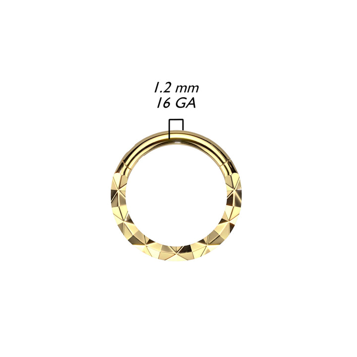 316L Surgical Steel Textured Pattern Septum Daith Hinged Clicker Hoop - Pierced Universe