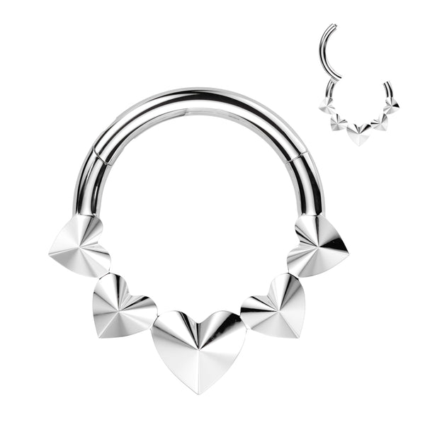 Implant Grade Titanium Heart Shaped Pointed Hinged Hoop Clicker - Pierced Universe
