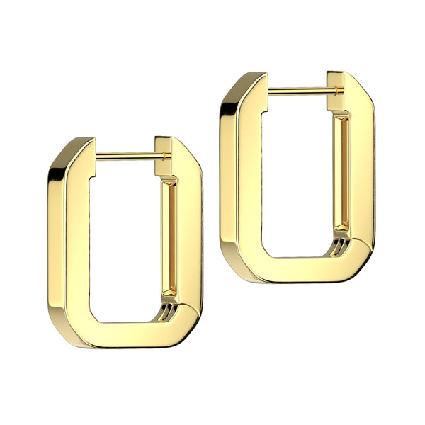 Pair of 316L Surgical Steel Gold PVD Rectangle Squared Hoop Earrings