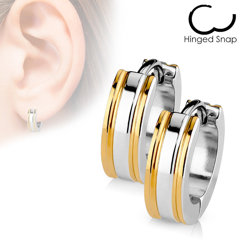 Pair of 316L Surgical Steel Thin Rose Gold PVD Line Hoop Earrings - Pierced Universe