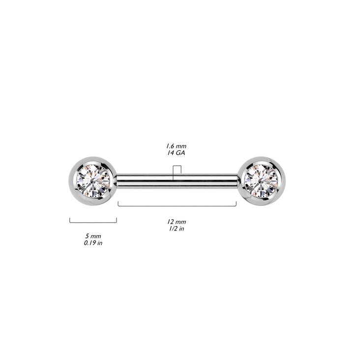 Titanium Internally Threaded White CZ Ball Gem Nipple Ring - Pierced Universe