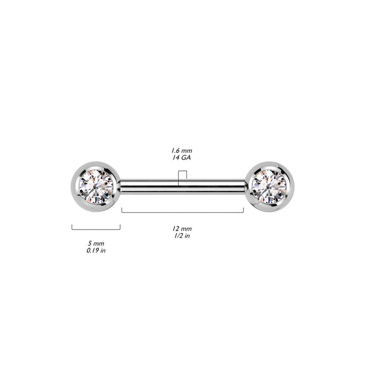 Titanium Internally Threaded Gold PVD White CZ Ball Gem Nipple Ring - Pierced Universe