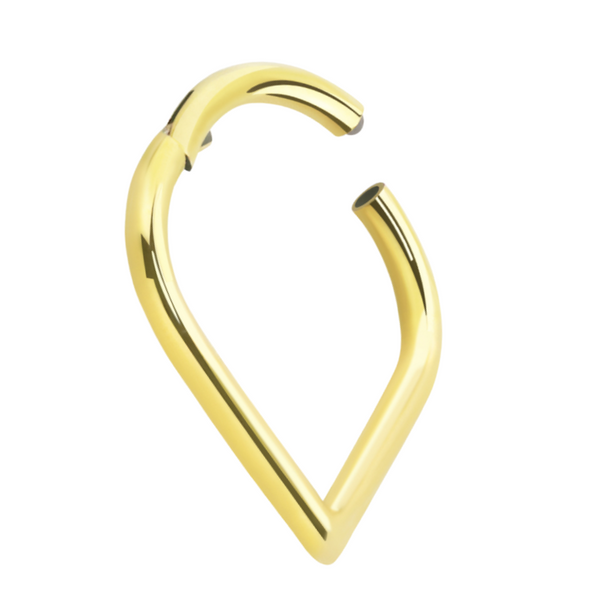 316L Surgical Steel Gold PVD V Shape Hinged Clicker Hoop - Pierced Universe