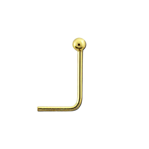 1.5mm Ball Top 925 Sterling Silver 18Kt Gold Plated L Shape Nose Ring Stud - Pierced Universe