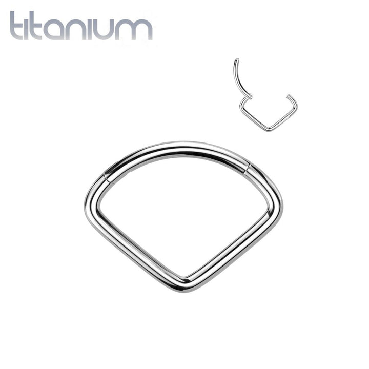 Implant Grade Titanium Wide V Shape Hinged Septum Clicker Hoop - Pierced Universe