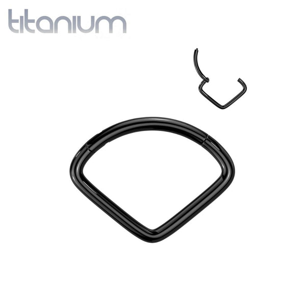 Implant Grade Titanium Black PVD Wide V Shape Hinged Septum Clicker Hoop - Pierced Universe