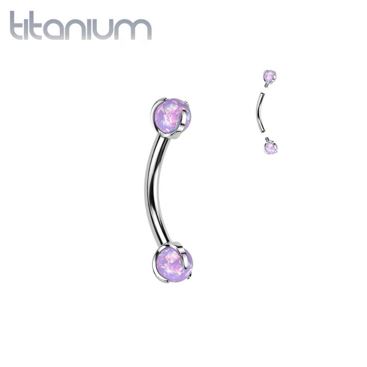 Implant Grade Titanium Purple Opal Internally Threaded Curved Barbell - Pierced Universe