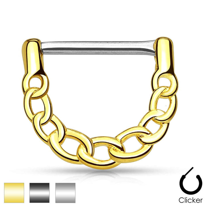 14ga 316L Surgical Steel Chain Linked Nipple Ring Clicker - Pierced Universe