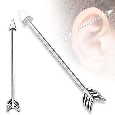 14ga Surgical Steel Bow and Arrow Straight Industrial Barbell - Pierced Universe