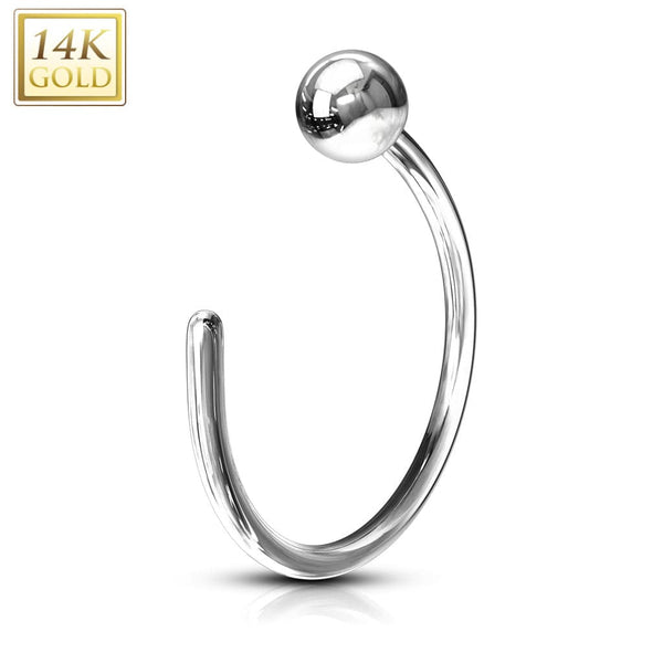14KT Solid White Gold Ball Nose Hoop Ring - Pierced Universe
