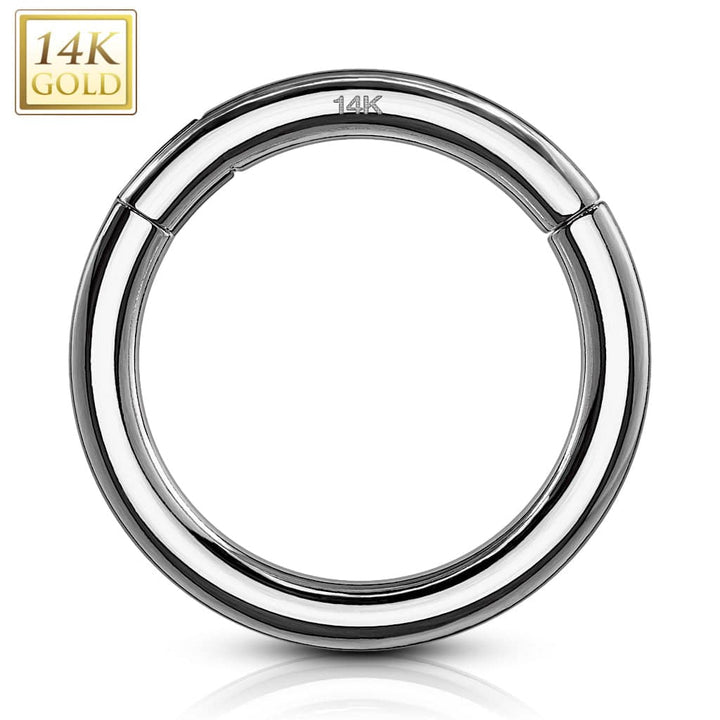 14KT Solid White Gold Hinged Segment Clicker Multi Use Hoop - Pierced Universe