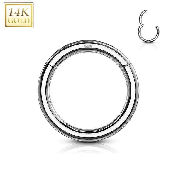 14KT Solid White Gold Hinged Segment Clicker Multi Use Hoop - Pierced Universe